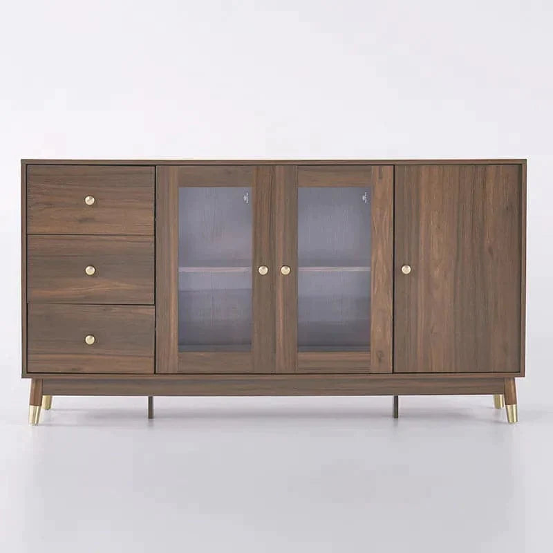 Ultic Modern Rectangle Sideboard Buffet with Ample Storages & Doors in Walnut