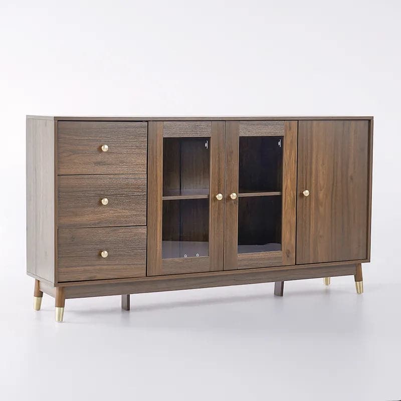 Ultic Modern Rectangle Sideboard Buffet with Ample Storages & Doors in Walnut