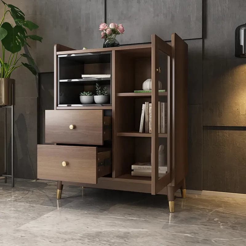 Ultic Modern & Minimalist Sideboard with Ample Storages & 1 Door in Walnut