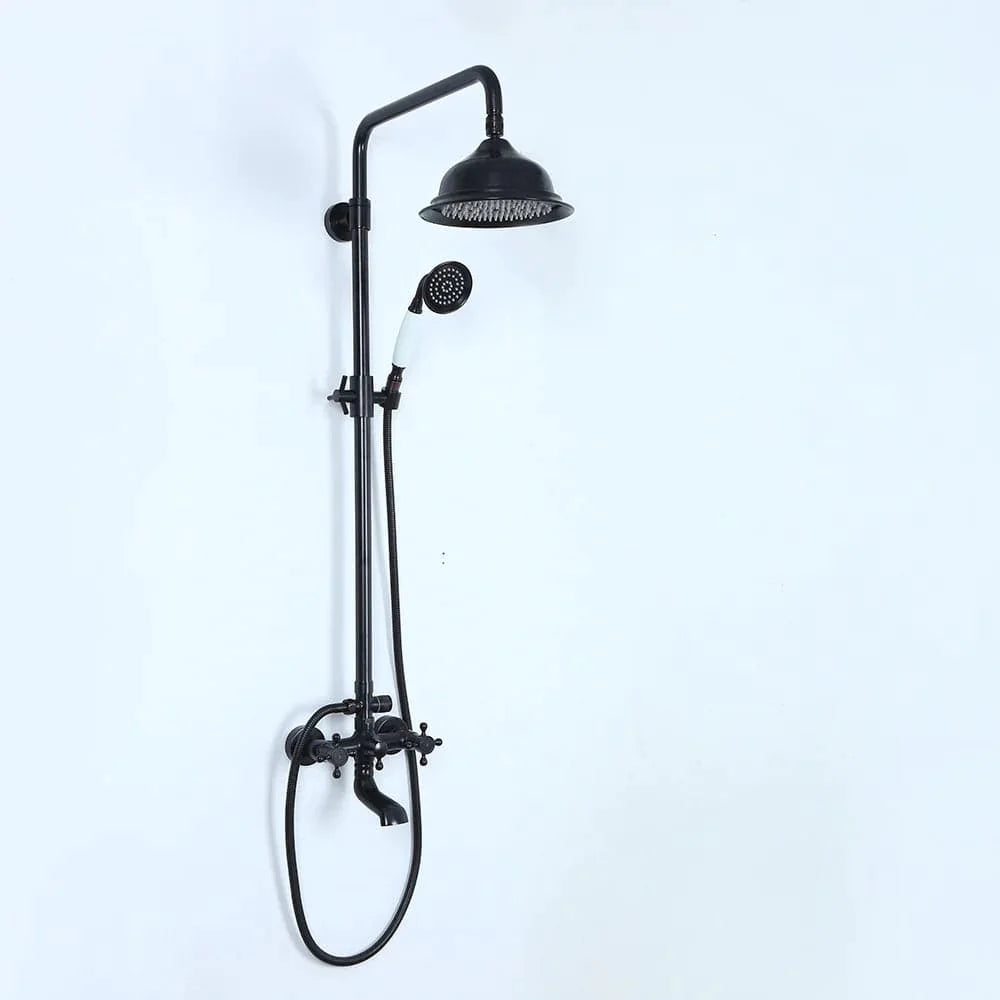 Vintage Bathroom Exposed Rainfall Shower System Handheld Shower Antique Black