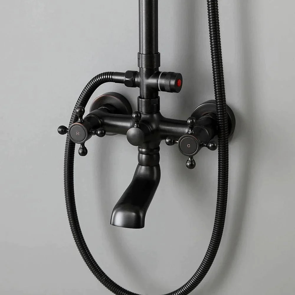 Vintage Bathroom Exposed Rainfall Shower System Handheld Shower Antique Black