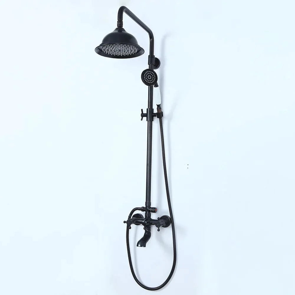 Vintage Bathroom Exposed Rainfall Shower System Handheld Shower Antique Black