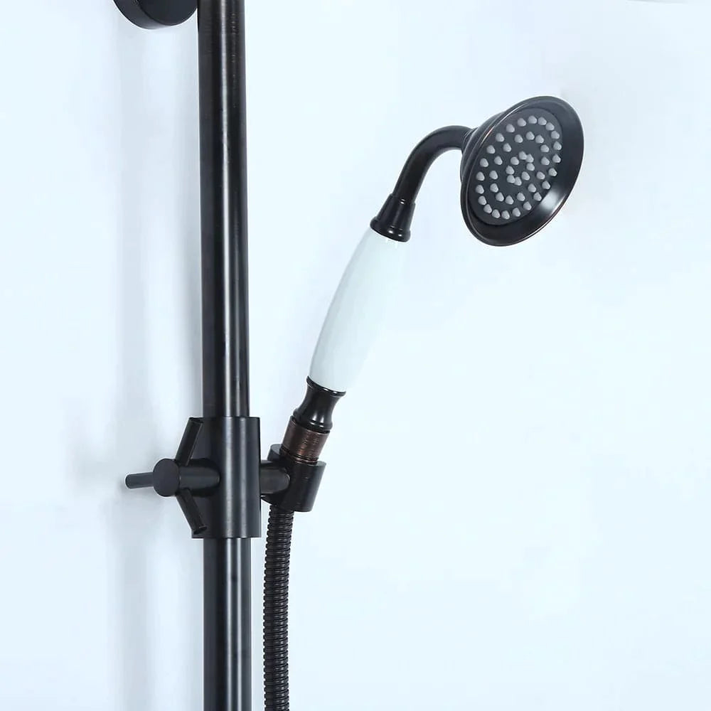 Vintage Bathroom Exposed Rainfall Shower System Handheld Shower Antique Black