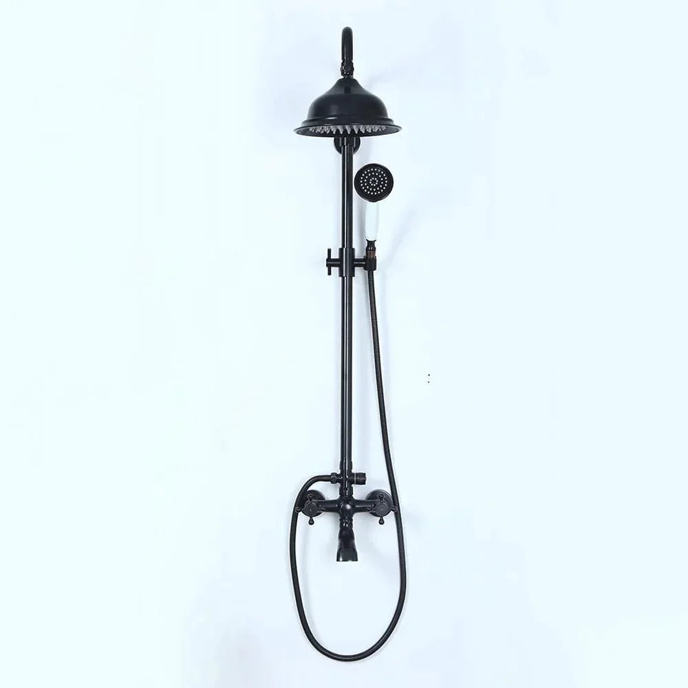 Vintage Bathroom Exposed Rainfall Shower System Handheld Shower Antique Black