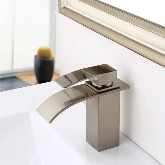 Waterfall 1-Handle Single Hole Lavatory Faucet Bathroom Sink Faucet Brushed Nickel