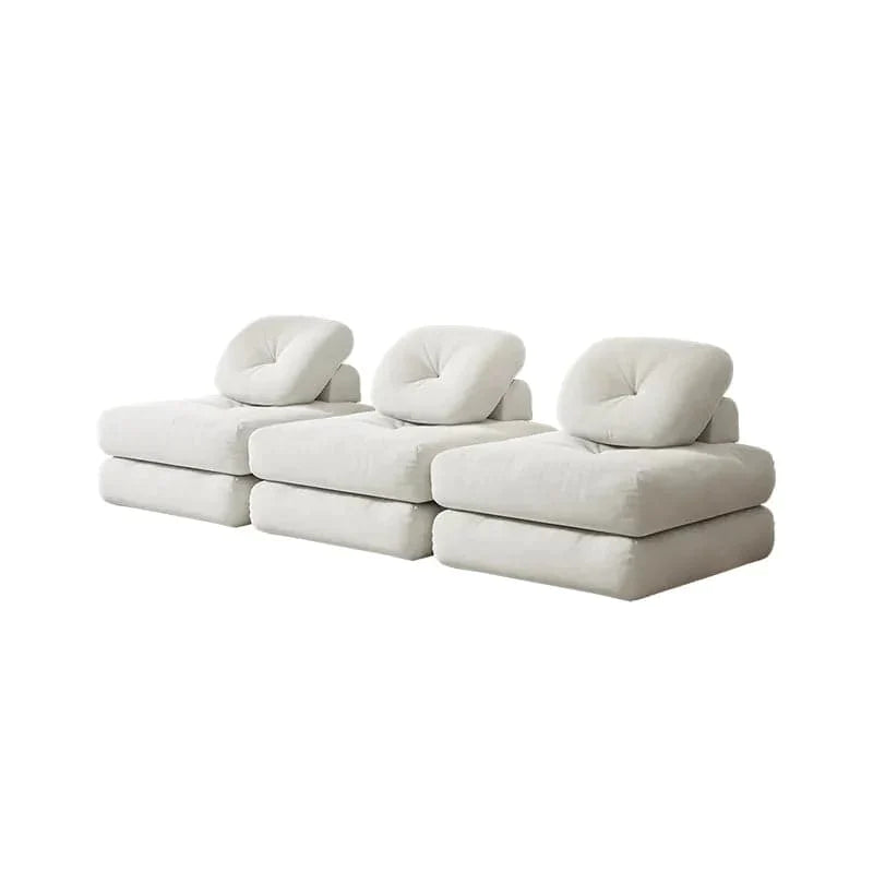 White Cloud Modular Sectional Convertible 3-Seater Sofa Velvet Upholstered with Pillows