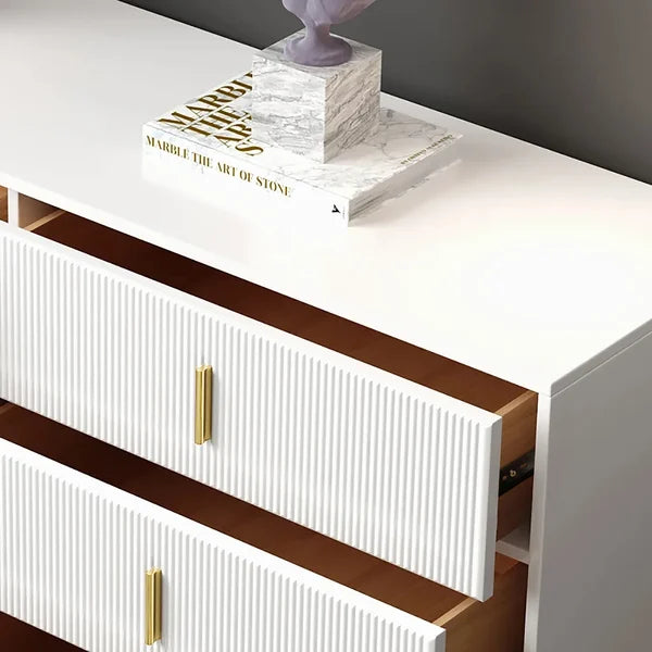 White Dresser with 6-Drawers Modern Buffet Cabinet with Storage