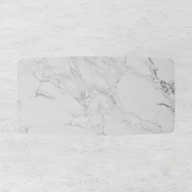 White Faux Marble Dining Table Rectangular Modern Minimalist Design Table