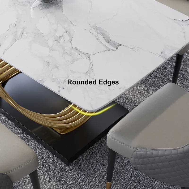 White Faux Marble Dining Table Rectangular Modern Minimalist Design Table