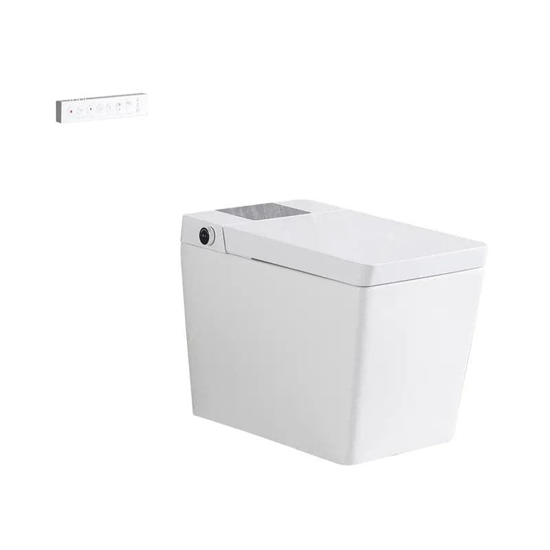 White Smart One-Piece Floor Square Toilet with Remote Control and Automatic Cover