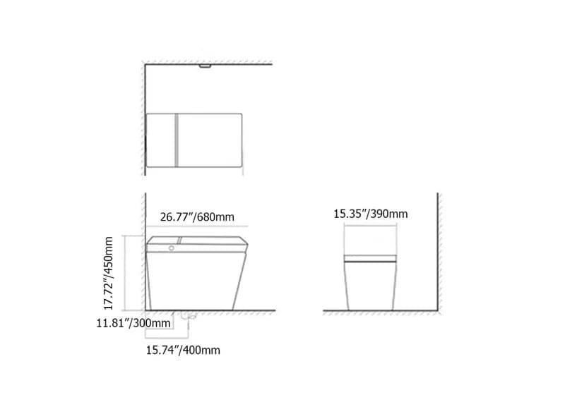 White Smart One-Piece Floor Square Toilet with Remote Control and Automatic Cover