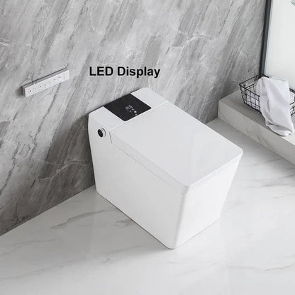 White Smart One-Piece Floor Square Toilet with Remote Control and Automatic Cover