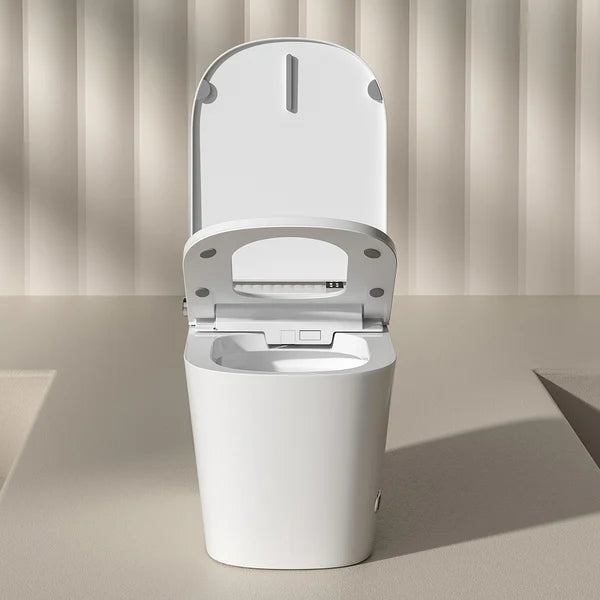 White Smart Toilet One-Piece Square with Intelligent Automatic Cover and Remote Control