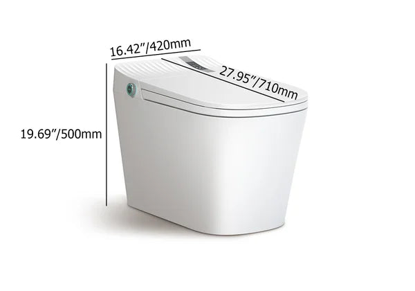 White Smart Toilet One-Piece Square with Intelligent Automatic Cover and Remote Control