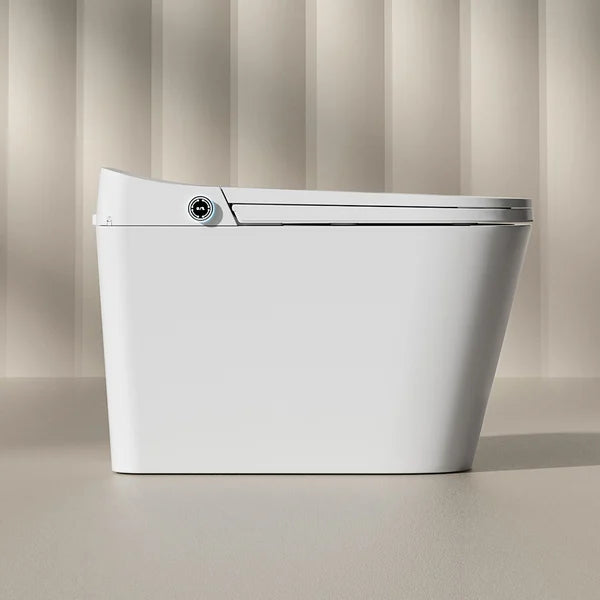 White Smart Toilet One-Piece Square with Intelligent Automatic Cover and Remote Control