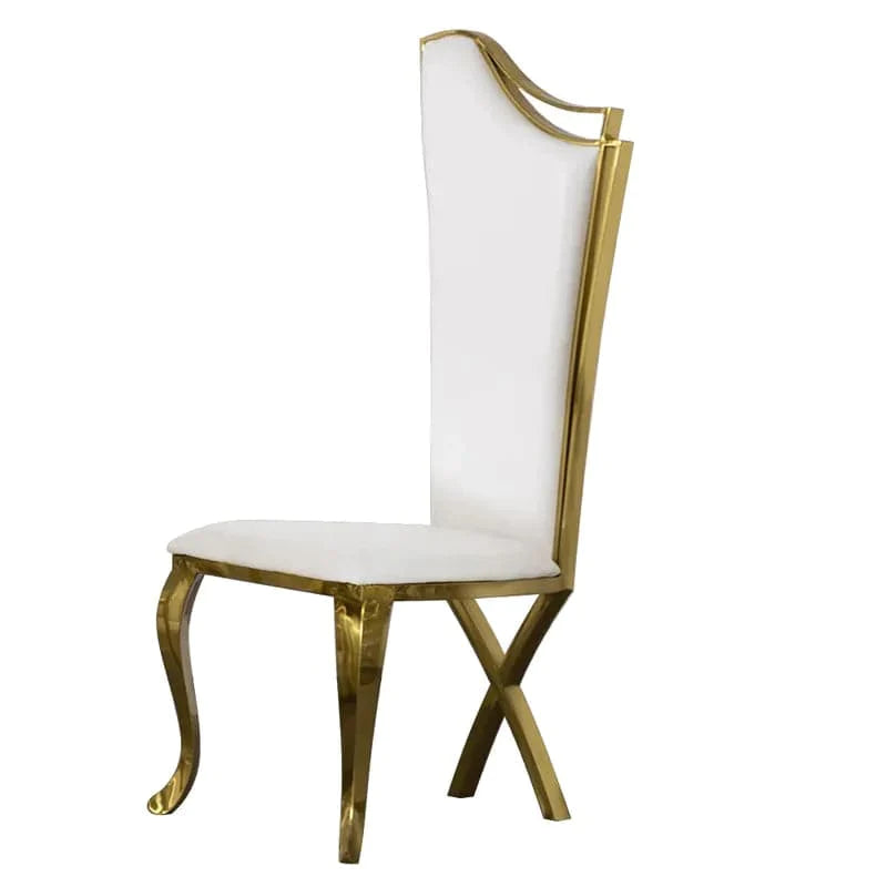 White Upholstered Dining Chairs (Set of 2) Stainless Steel Side Chair with Gold Legs