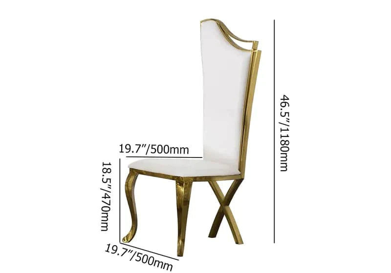 White Upholstered Dining Chairs (Set of 2) Stainless Steel Side Chair with Gold Legs