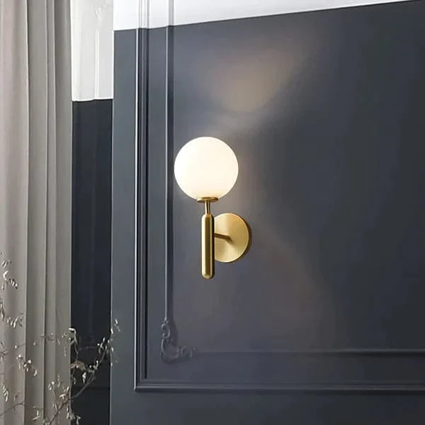 White and Gold LED Glass Globe Indoor Wall Sconce