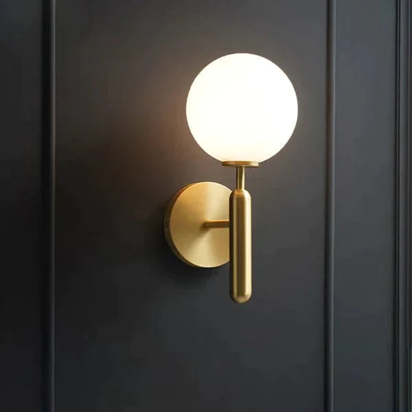 White and Gold LED Glass Globe Indoor Wall Sconce