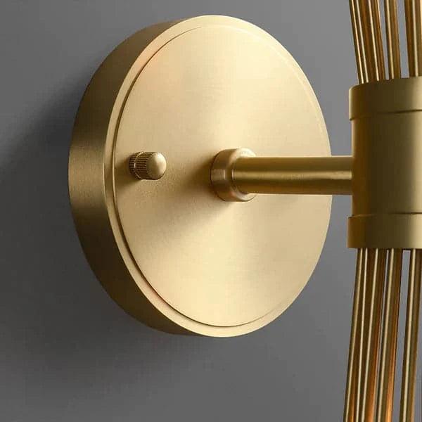 Modern 2-Light Brass Wall Sconce in Wheat-Straw Lampshade