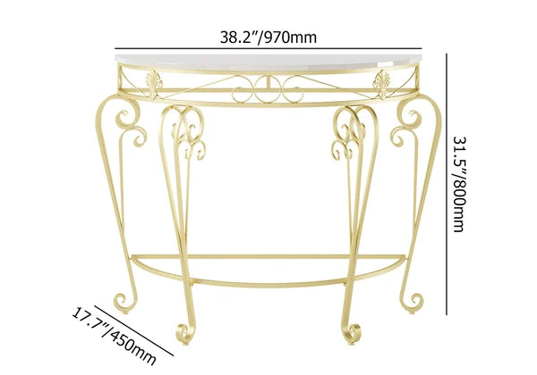 French Country Metal Console Table Classical Gold Frame Entryway Table