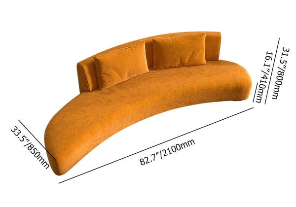 Orange Sofa Velvet Upholstered Sofa 3-Seater Sofa 82.7"