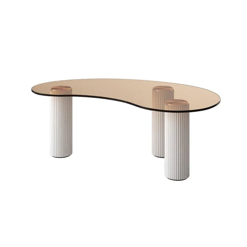 Modern Coffee Table with Tempered Glass & Solid Wood Legs