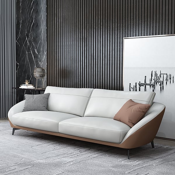 79" White Leath-Aire Sofa Upholstered Sofa 3-Seater Sofa Luxury Sofa