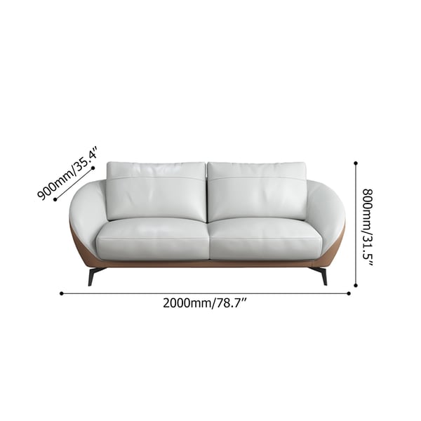 79" White Leath-Aire Sofa Upholstered Sofa 3-Seater Sofa Luxury Sofa